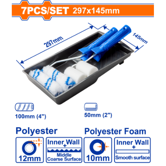 ชุดลูกกลิ้งทาสีโพลีเอสเตอร์ 7 in 1 WADFOW WCB3H71