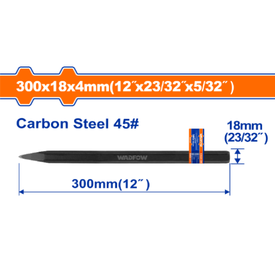 เหล็กสกัด ปากแหลม WADFOW 12" Carbon Steel WCC0302