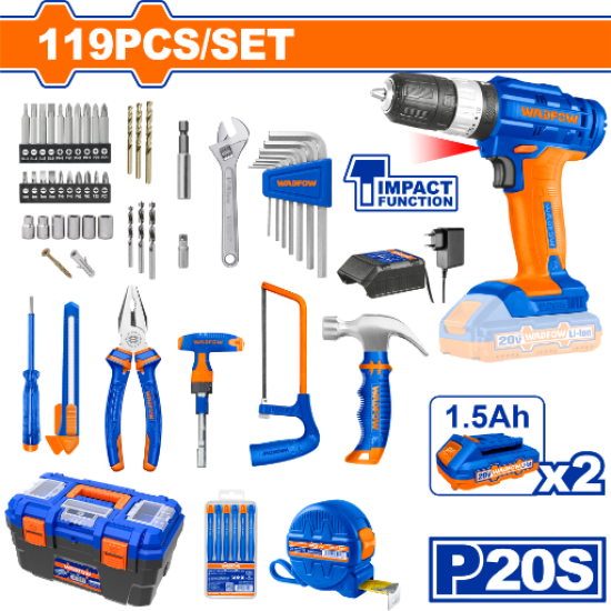 ชุดเครื่องมือช่าง 119 ชิ้น WADFOW WDT1B119