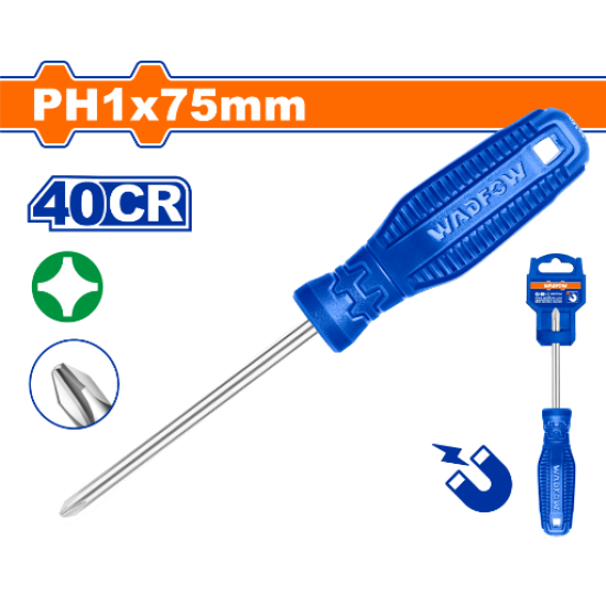 ไขควงแฉก WADFOW PH1x75mm 40CR WSD4213