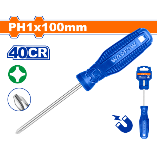 ไขควงแฉก WADFOW PH1x100mm 40CR WSD4214