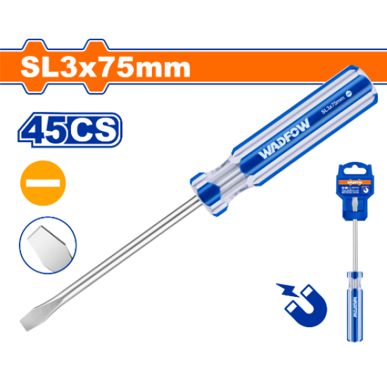 ไขควงแบน WADFOW SL3x75mm 45CS WSD5233