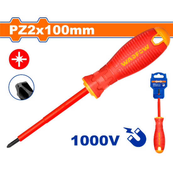 ไขควง Pozidriv VDE WADFOW PZ2x100mm CR-V WSD7274