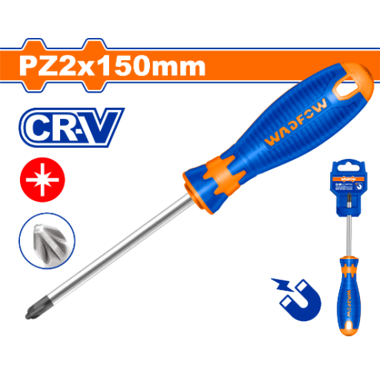 ไขควง Pozidriv WADFOW PZ2x150mm CR-V WSDZ226