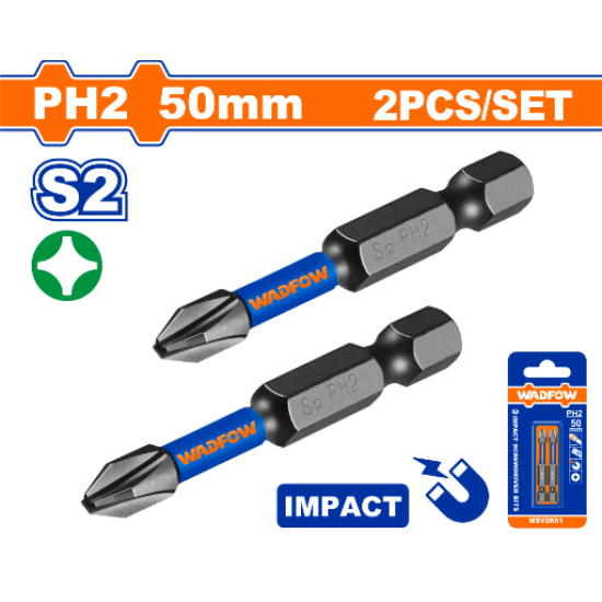 ดอกไขควงกระแทกแฉก WADFOW PH2x50mm S2 WSV2K61